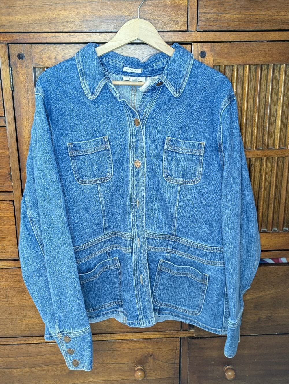 Stained Glass Embroidered Design Denim Jacket - Picture 2 of 2